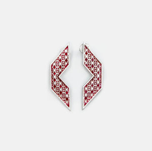 Single Red Diamond Earrings